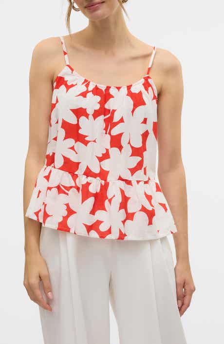 VERO MODA Dicthe Floral Peplum Organic Cotton Camisole