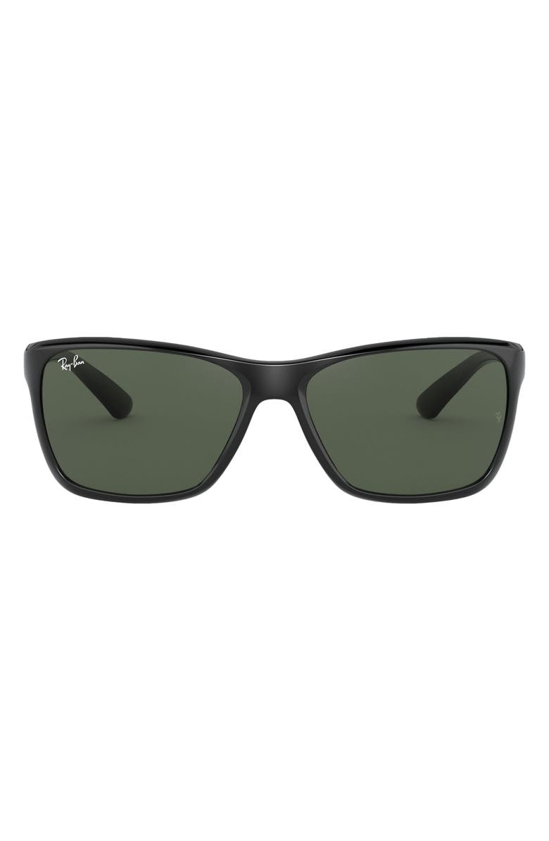 Ray-Ban 61mm Square Sunglasses, Main, color, Black/ Green