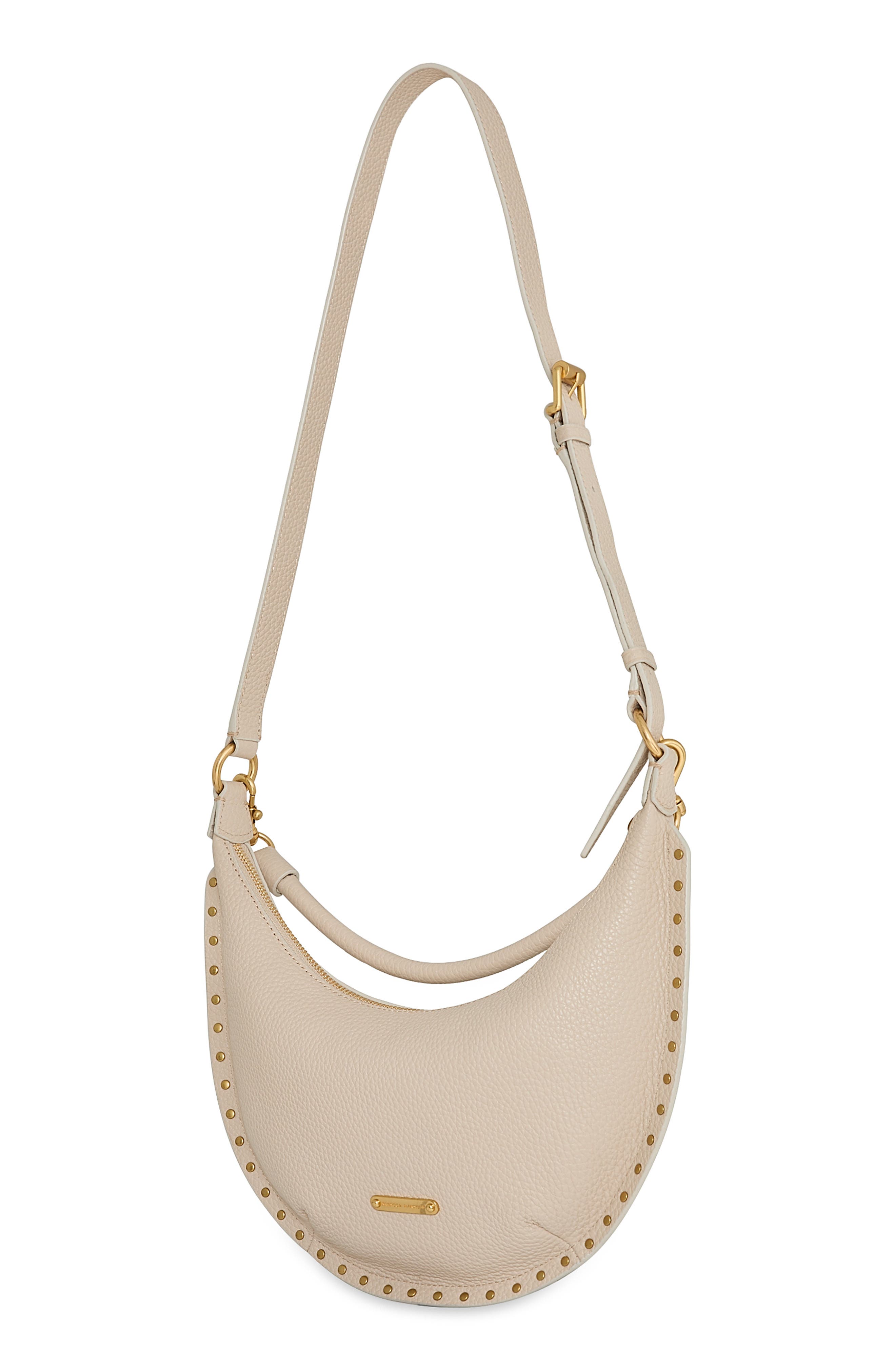 Darren Small Crescent Leather Crossbody Bag, Alternate, color, STONE