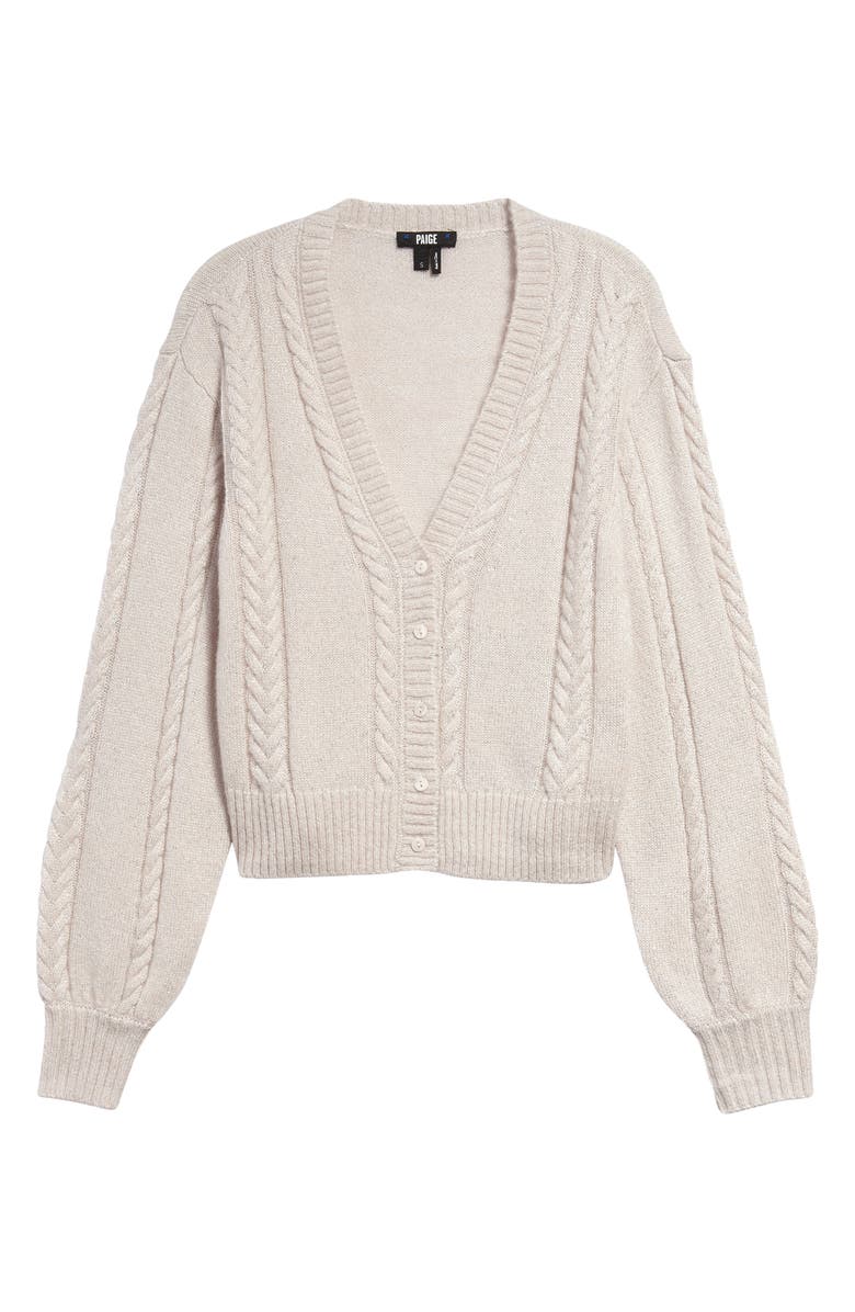 PAIGE Sofie Cable Stitch Cardigan, Alternate, color, Pastel Pink/ Silver