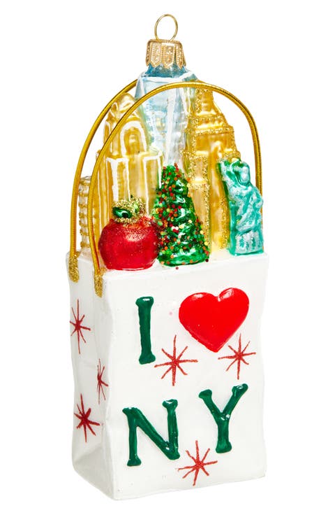 NYC Shopping Bag Glass Ornament