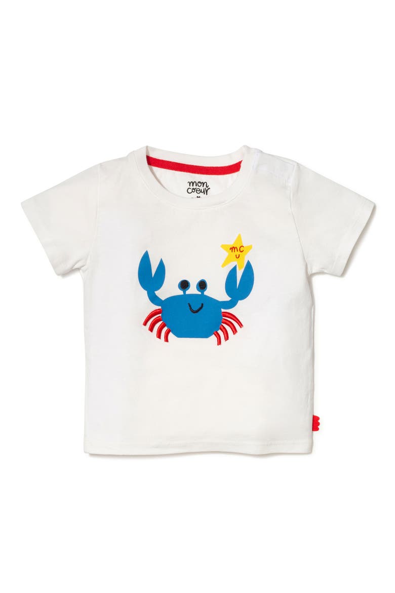 Recycled Cotton & Organic Cotton Graphic T-Shirt, Main, color, NATURAL/ BLUE CRAB