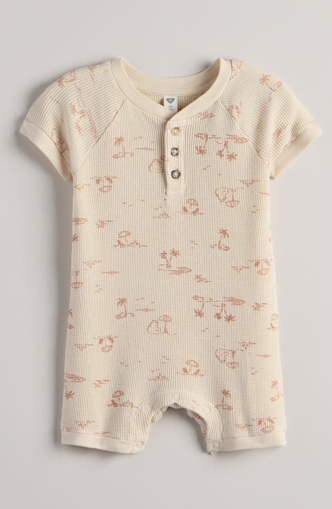 Waffle Knit Henley Romper (Baby)