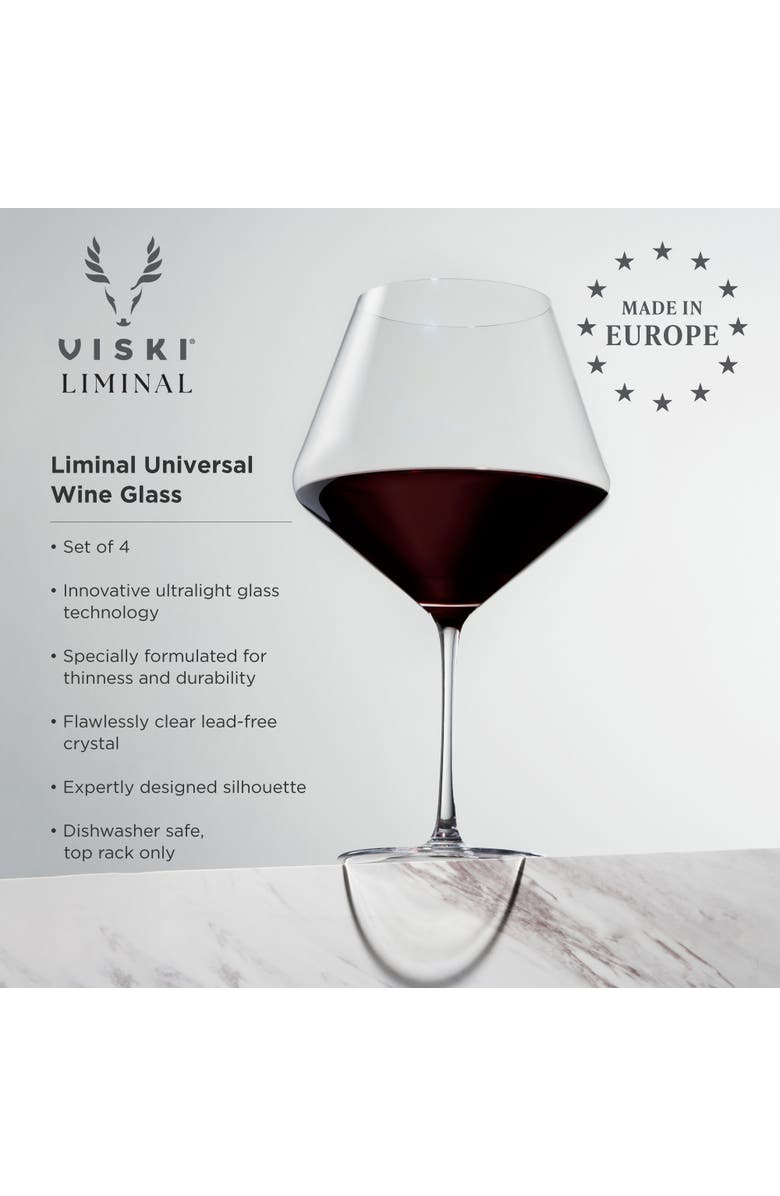 Viski Reserve Liminal Burgundy Wine Glasses Set of 4, Alternate, color, Clear