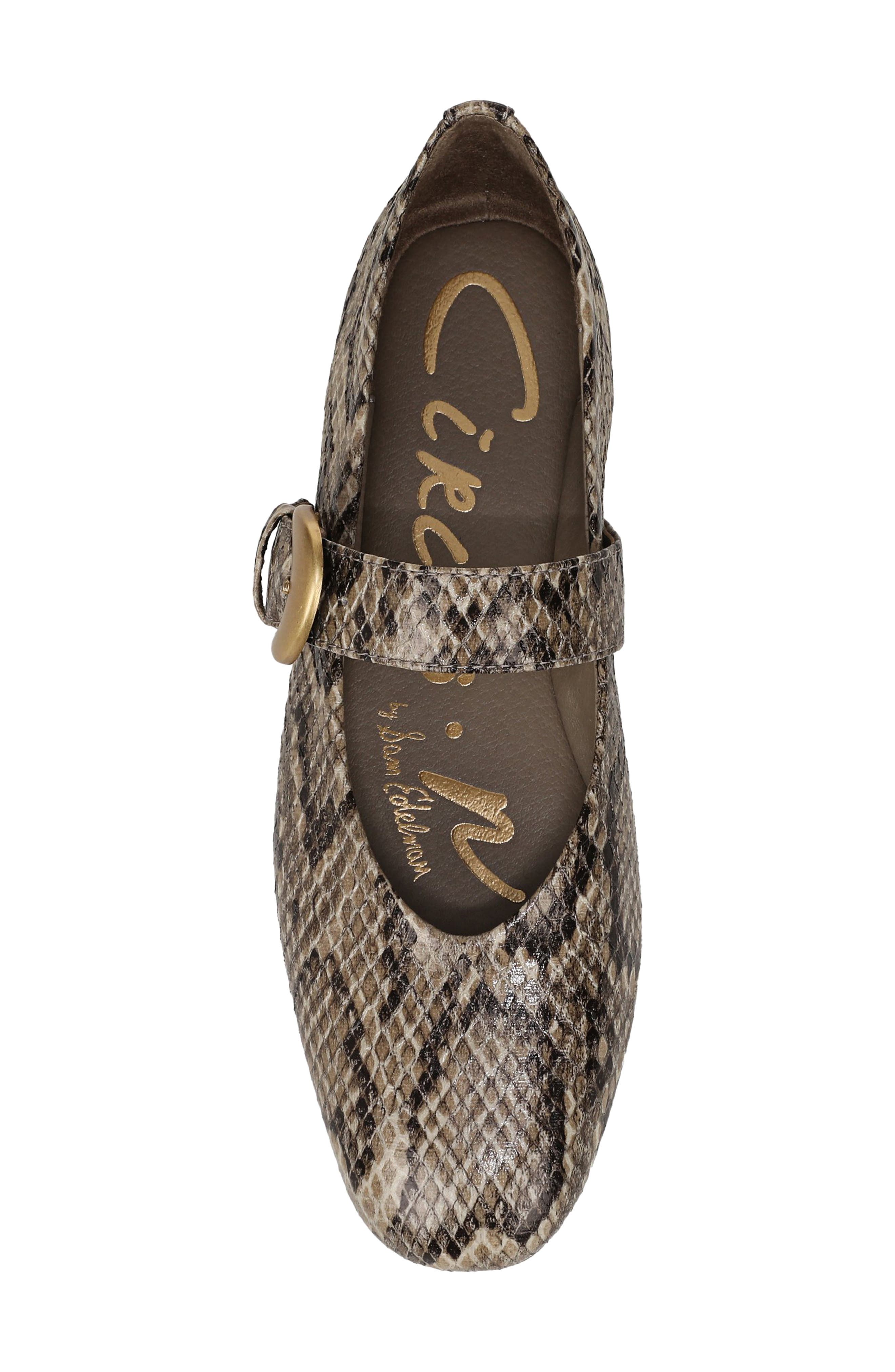 Circus NY by Sam Edelman Bella Snakeskin Embossed Mary Jane Flat, Alternate, color, Taupe Multi