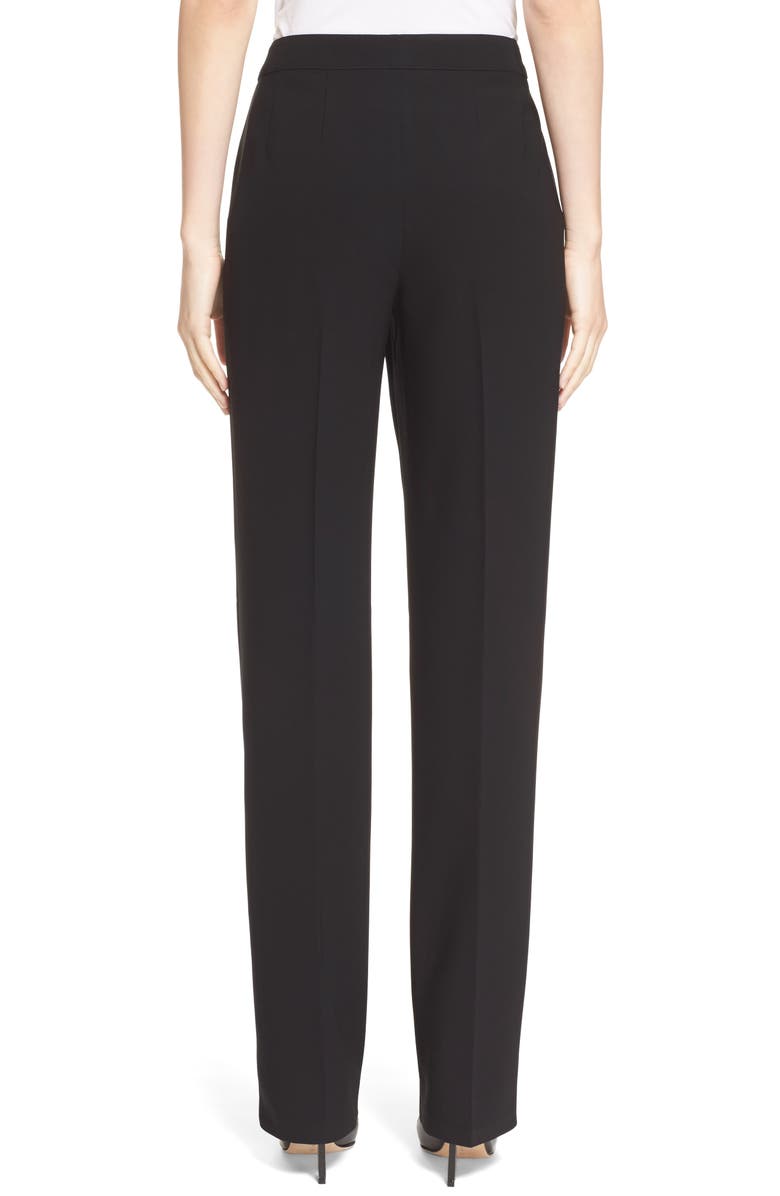 ST. JOHN Collection Diana Straight Leg Crepe Marocain Pants, Alternate, color, Caviar