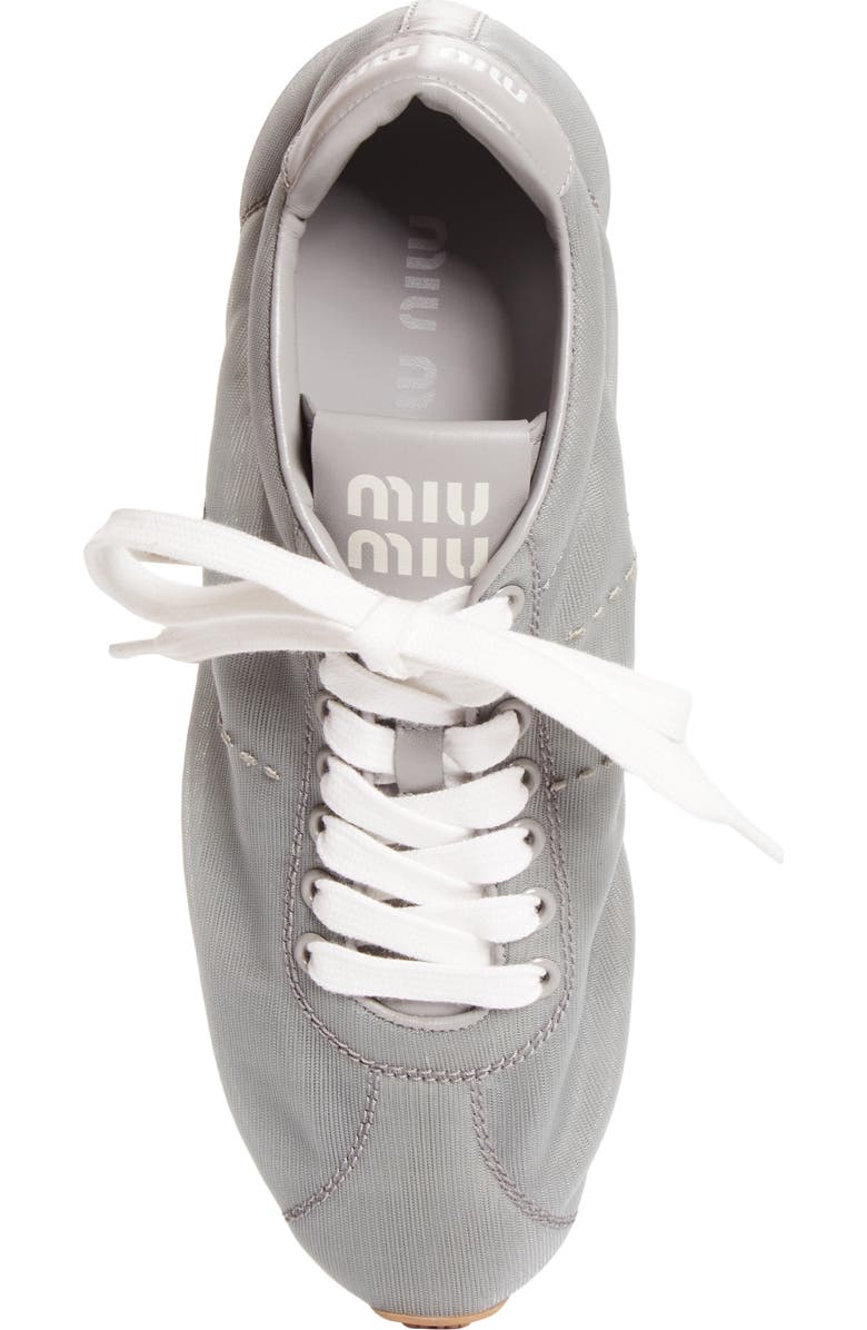 Miu Miu Plume Mesh Sneaker, Alternate, color, Alluminio