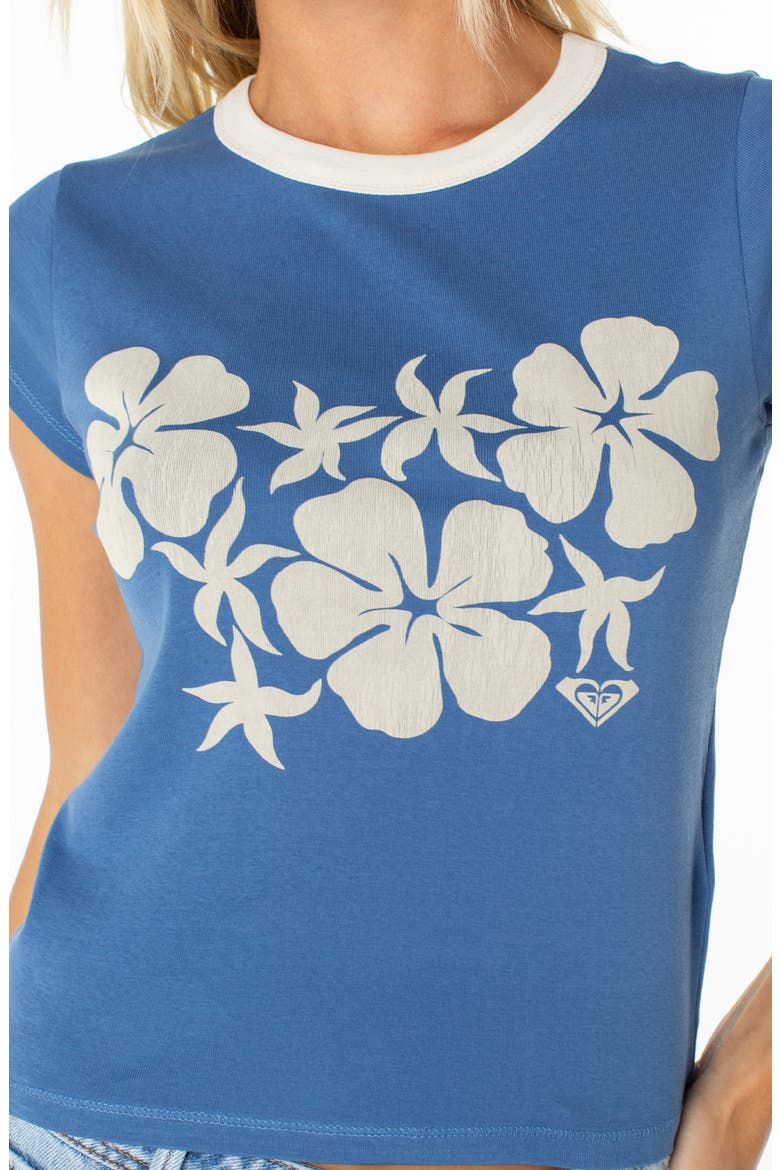 Plumeria Hibiscus '90s Baby T-Shirt, Alternate, color, BLUE HORIZON