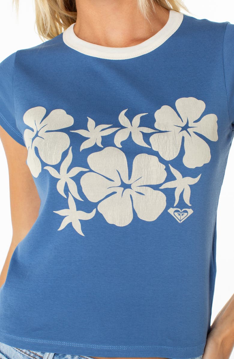 Roxy Plumeria Hibiscus '90s Baby T-Shirt, Alternate, color,