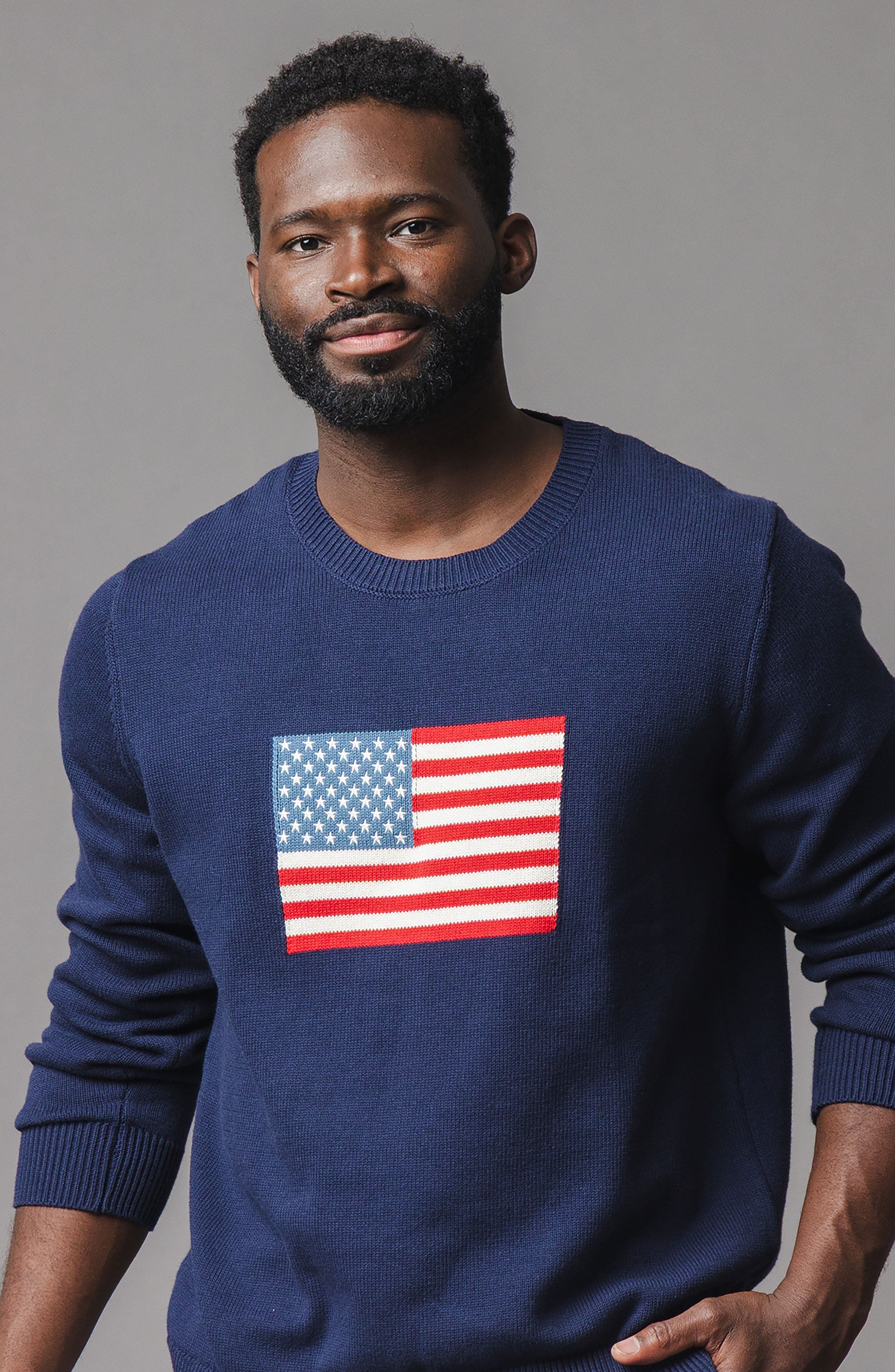 Hope & Henry Men's Organic Crew Neck Flag Sweater (Men) | Nordstrom