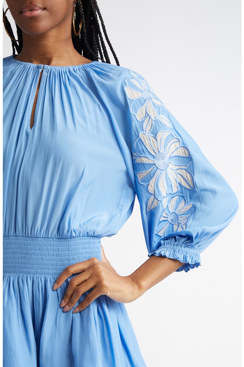 Devorah Floral Embroidery Detail Minidress, Alternate, color, RIBBON BLUE
