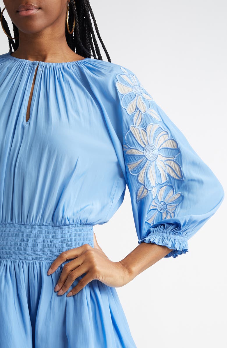 Ramy Brook Devorah Floral Embroidery Detail Minidress, Alternate, color, Ribbon Blue