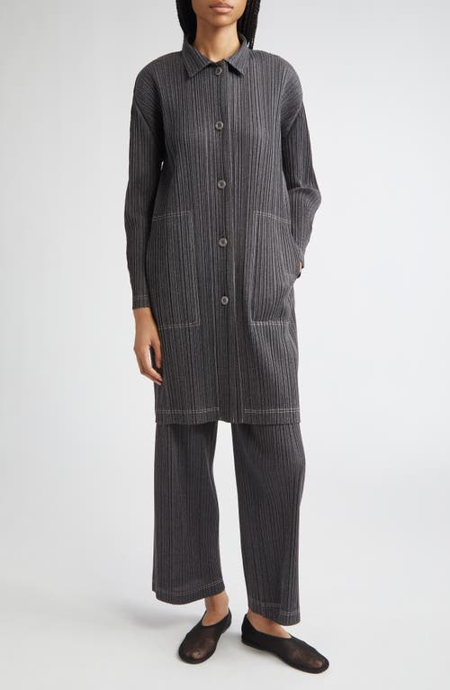 Issey Miyake Pleats Please  Trompe L'oeil Pleated Shirt Jacket In Gray