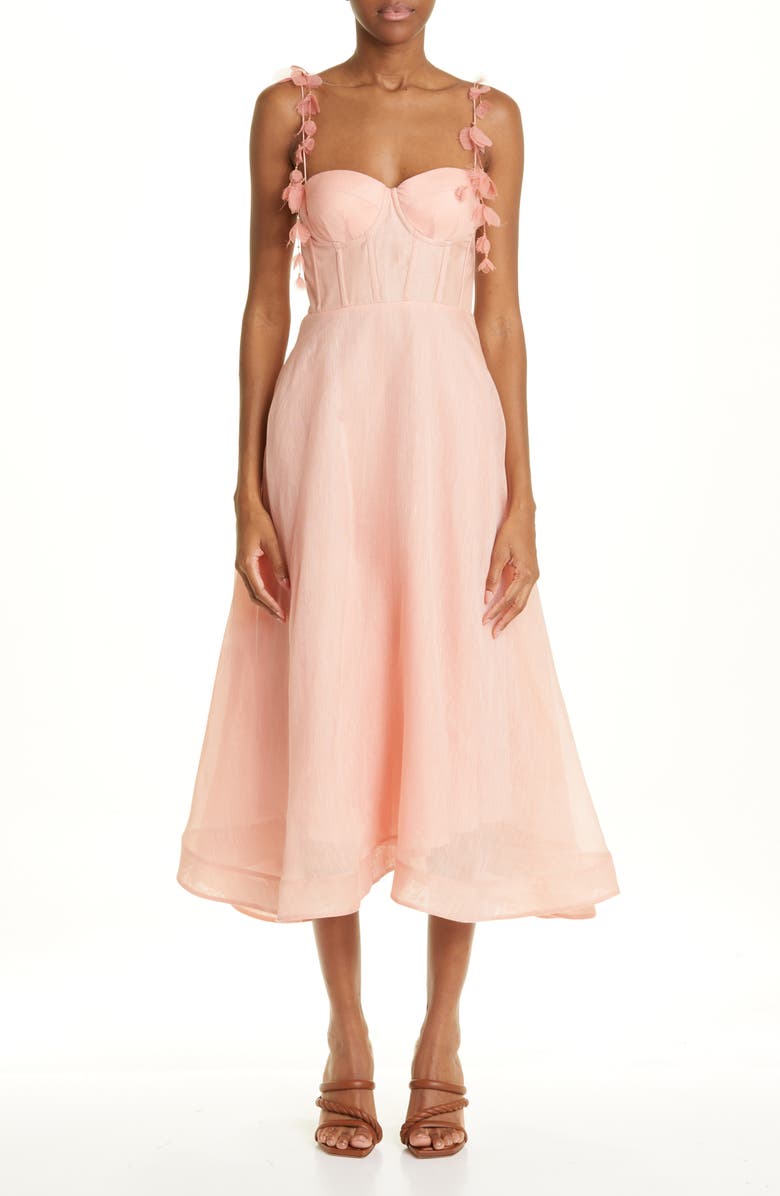 Zimmermann Wonderland Linen & Silk Corset Dress, Main, color,