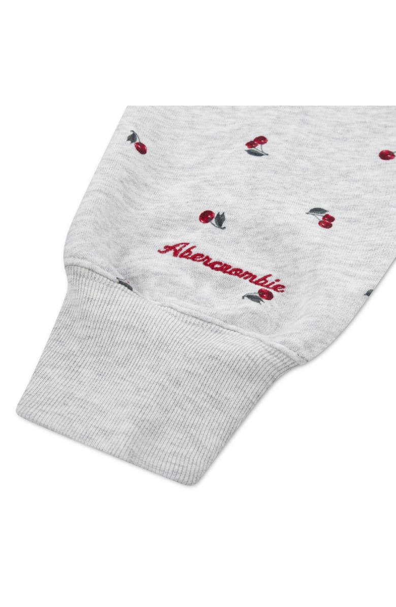 abercrombie kids Kids' Cherry Print Off the Shoulder Sweatshirt, Alternate, color, Light Grey Heather