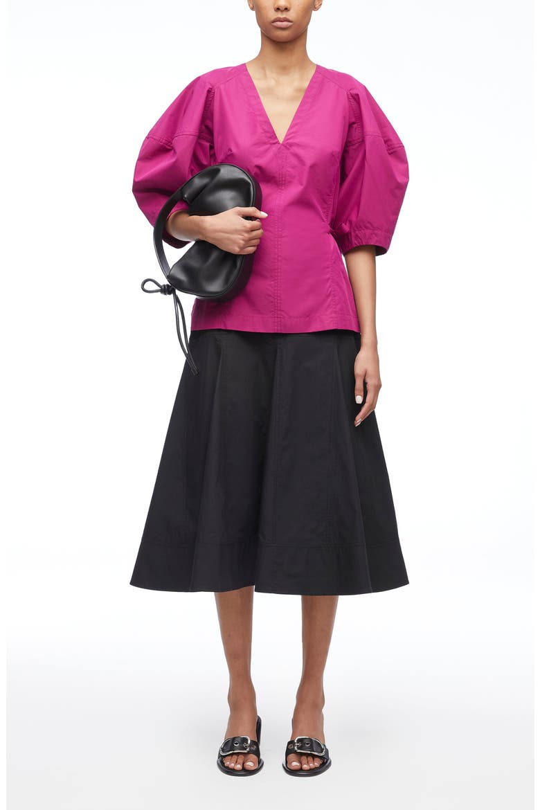 V-Neck Puff Sleeve Top, Alternate, color, MULBERRY