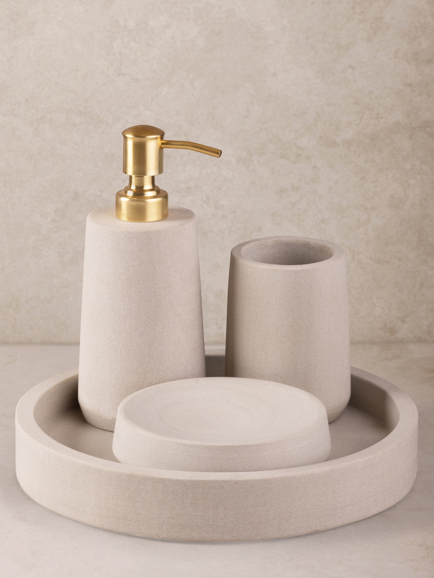 GAURI KOHLI Casablanca Sandstone Bath Accessories, Set of 4 - Beige