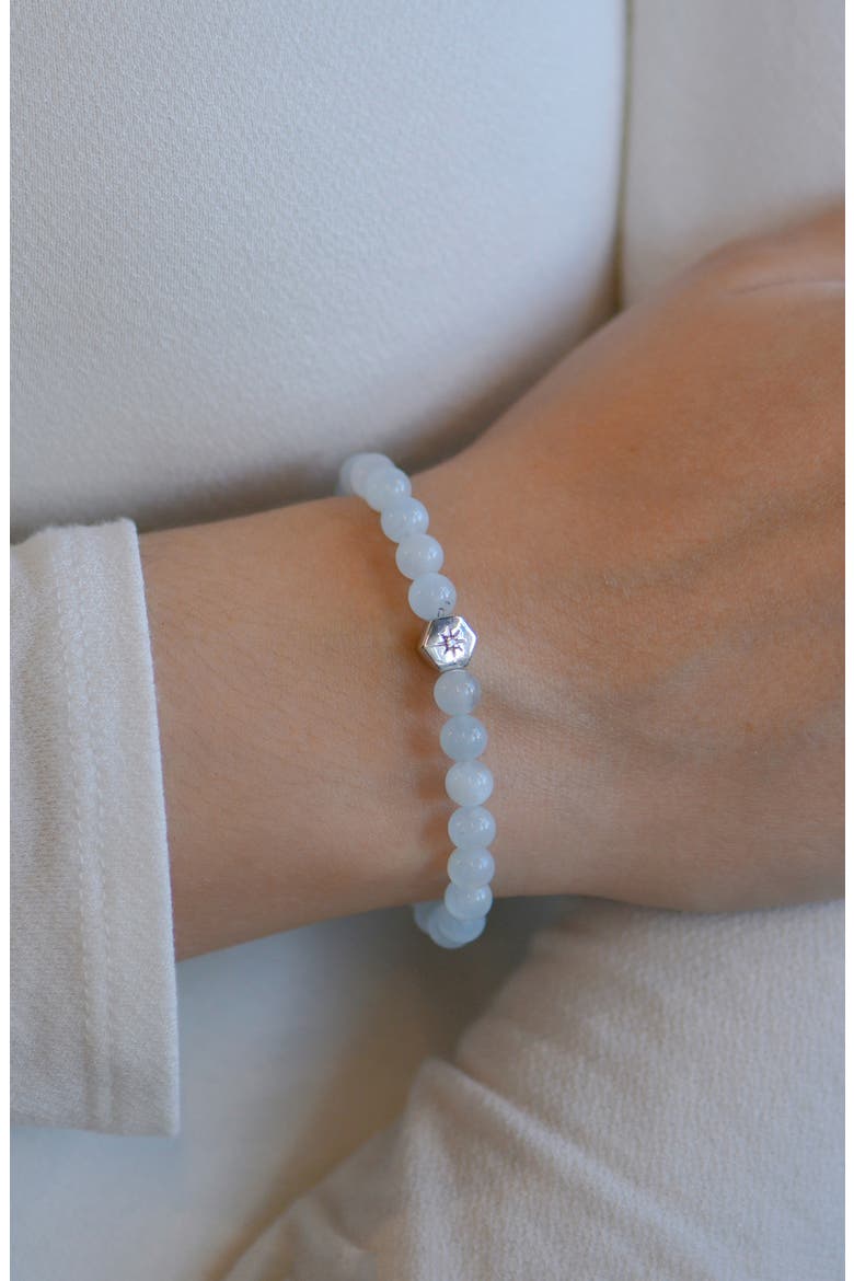 Jac + Jo Soul Aquamarine Beaded Stretch Bracelet, Alternate, color, BLUE