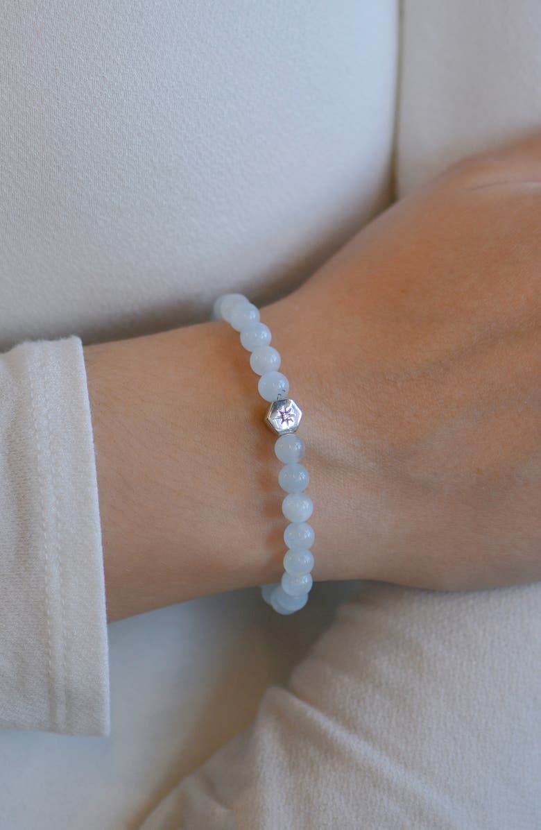 Anzie Jac + Jo Soul Aquamarine Beaded Stretch Bracelet, Alternate, color, Blue