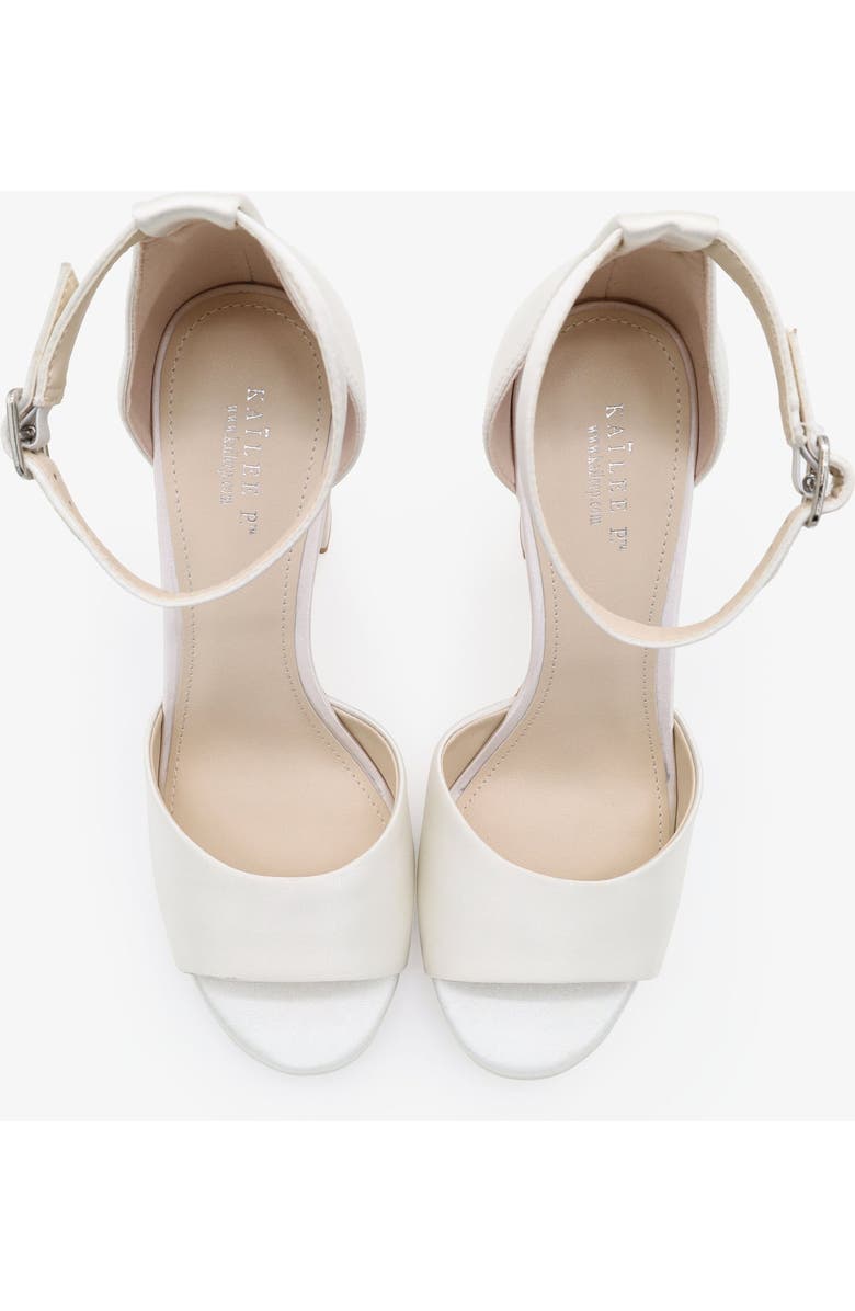 Kailee P Sasha Satin Block Heel Wedding Sandals, Alternate, color, White