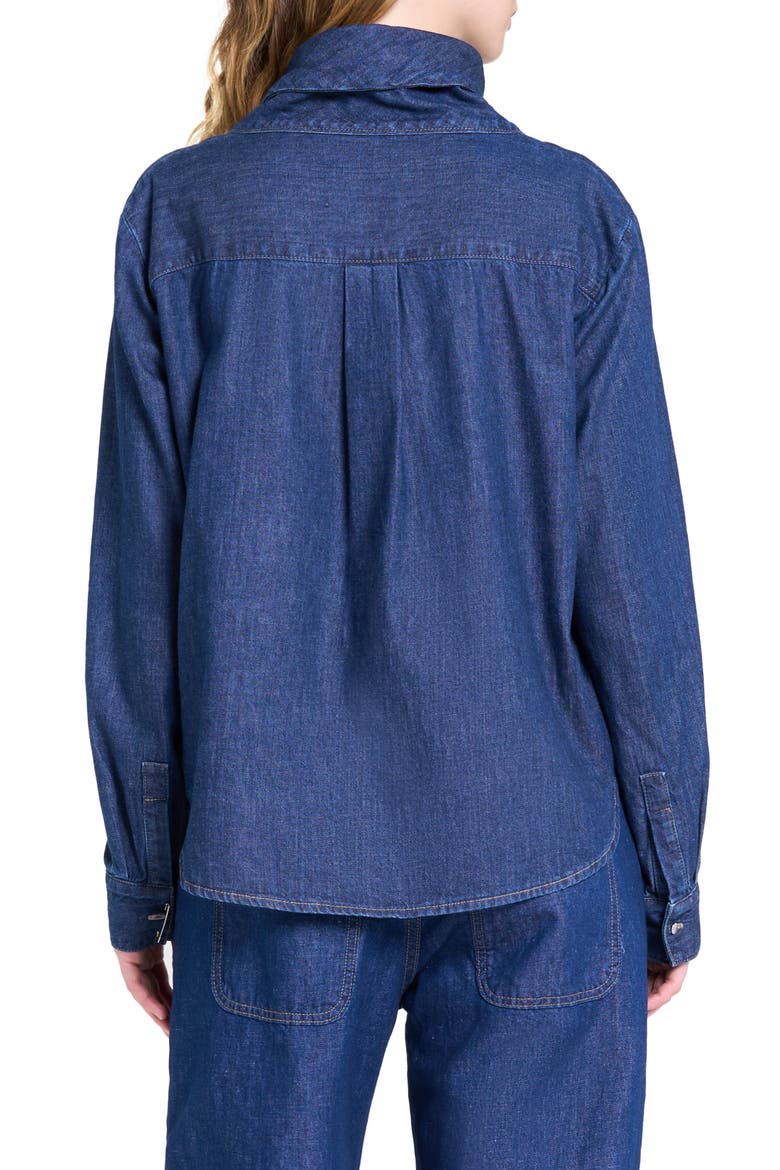 My Maria Foldover Collar Denim Top, Alternate, color, DARK STONE