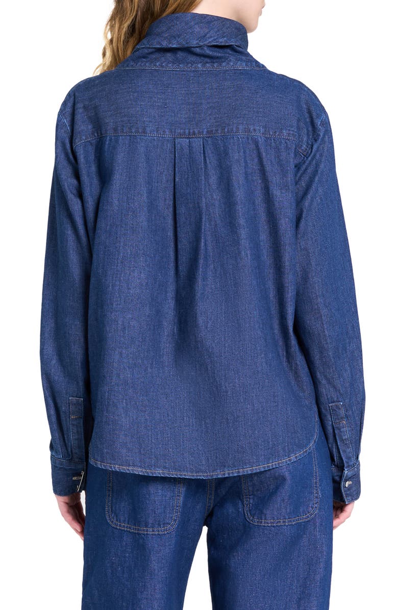 TWP My Maria Foldover Collar Denim Top, Alternate, color, Dark Stone