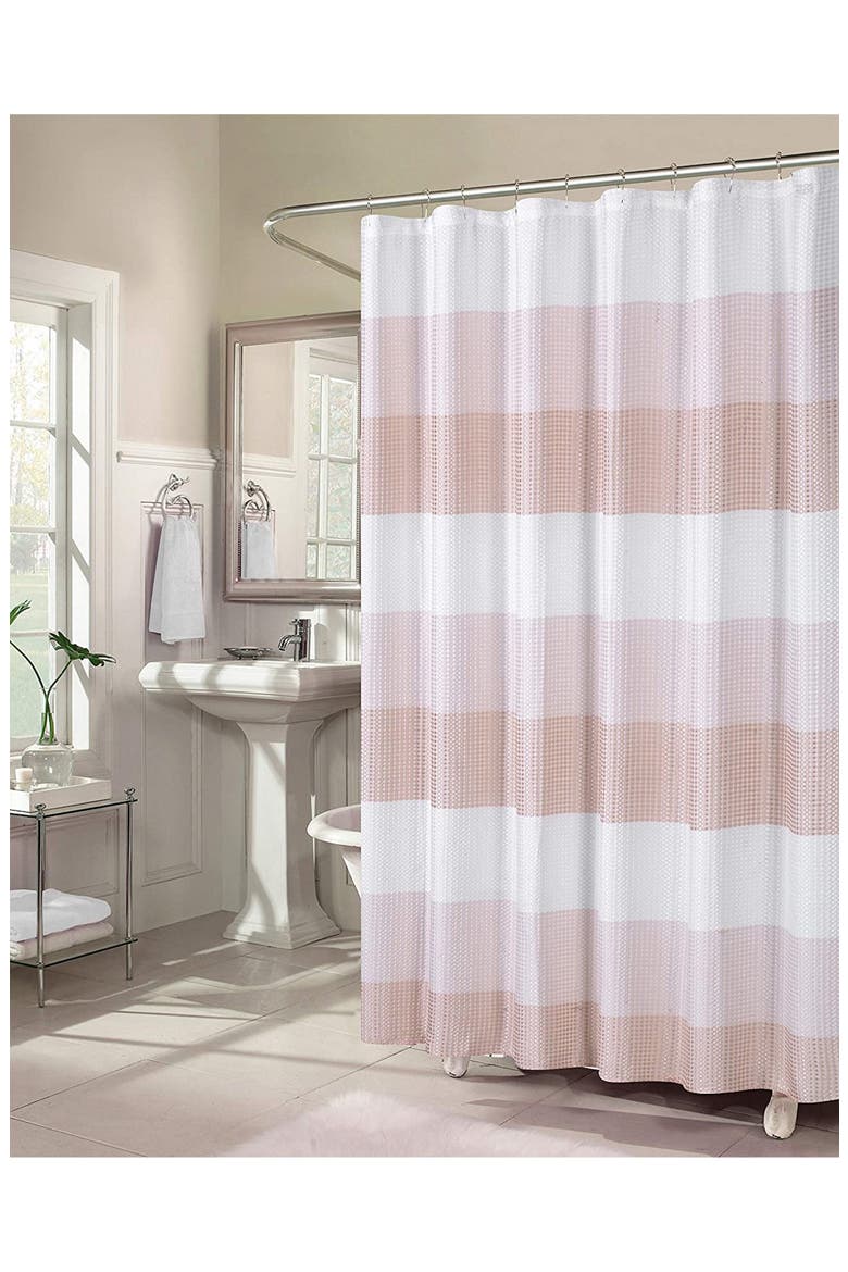 Shades Ombré Waffle Texture Shower Curtain, Main, color, BLUSH