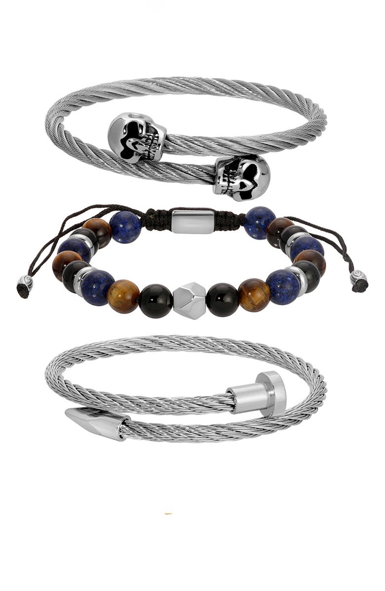 EYE CANDY LOS ANGELES Noah 3-Piece Bracelet Set, Alternate, color, Silver