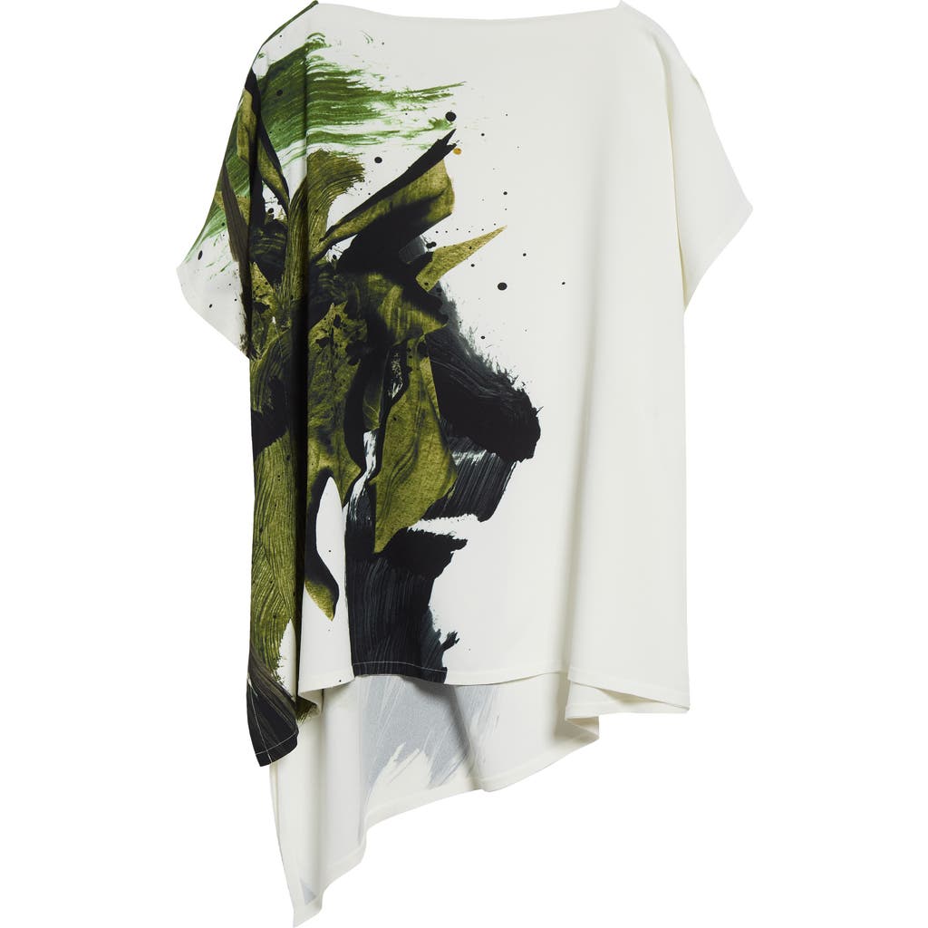 JASON WU COLLECTION JASON WU COLLECTION BRUSHSTROKE PRINT ASYMMETRIC CREPE TOP