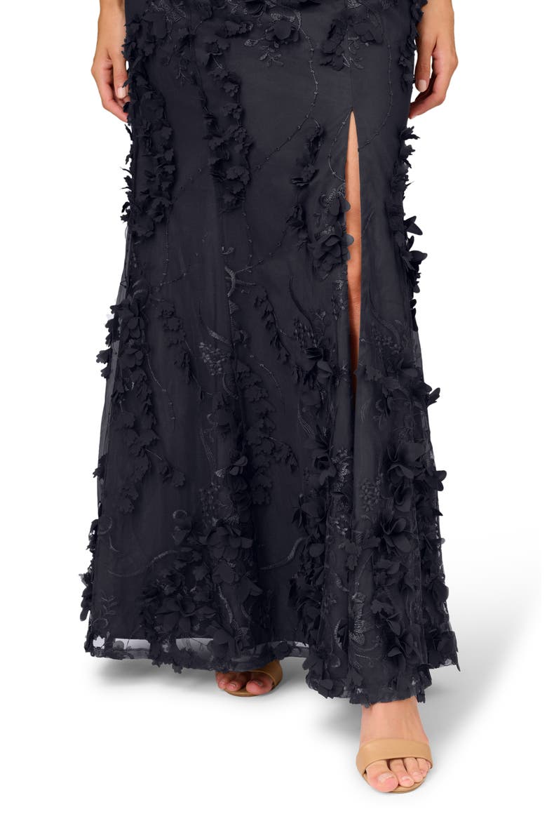 Embroidered Mesh Trumpet Gown, Alternate, color, TWILIGHT BLUE