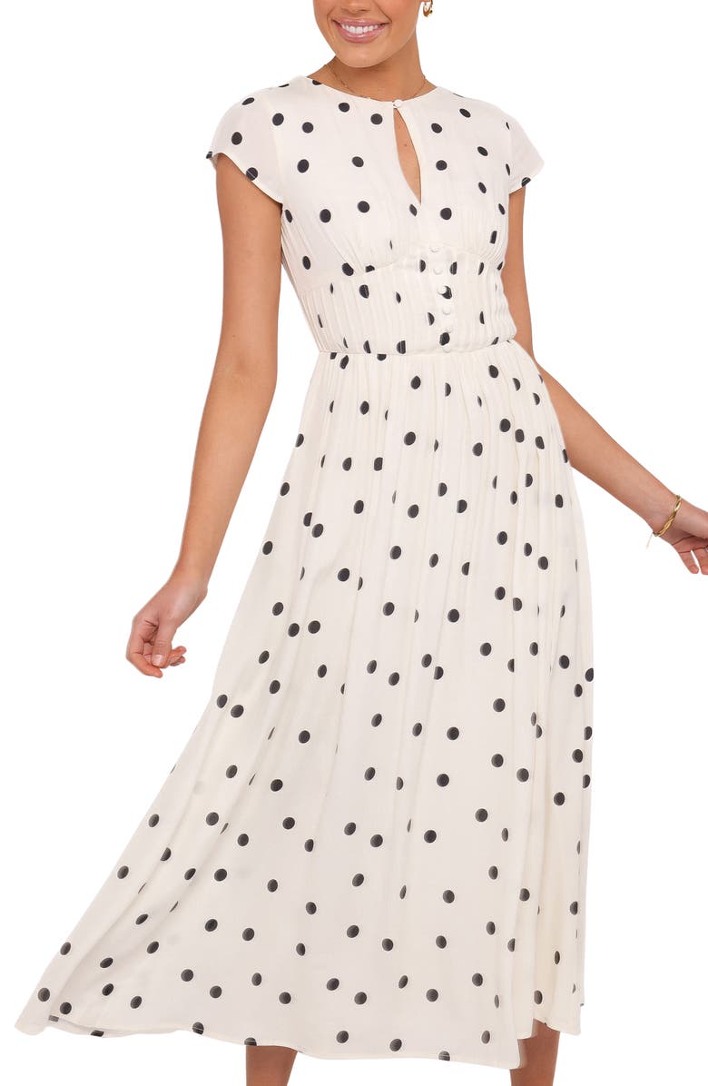 Petal & Pup Darline Dot Keyhole Midi Dress, Main, color,