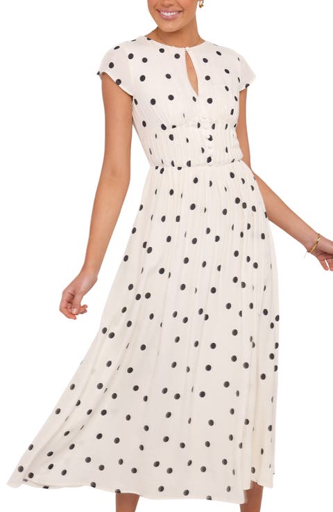 Darline Dot Keyhole Midi Dress