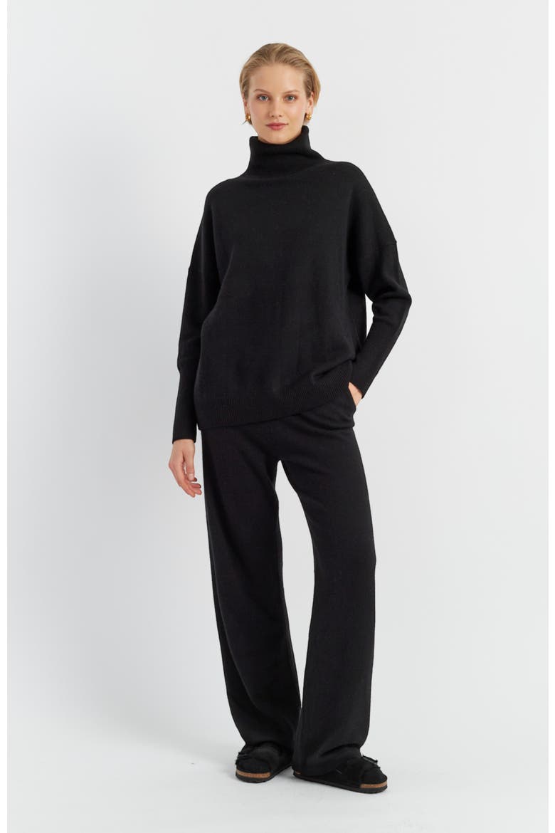 Pure Cashmere Roll Neck Sweater, Alternate, color, Black