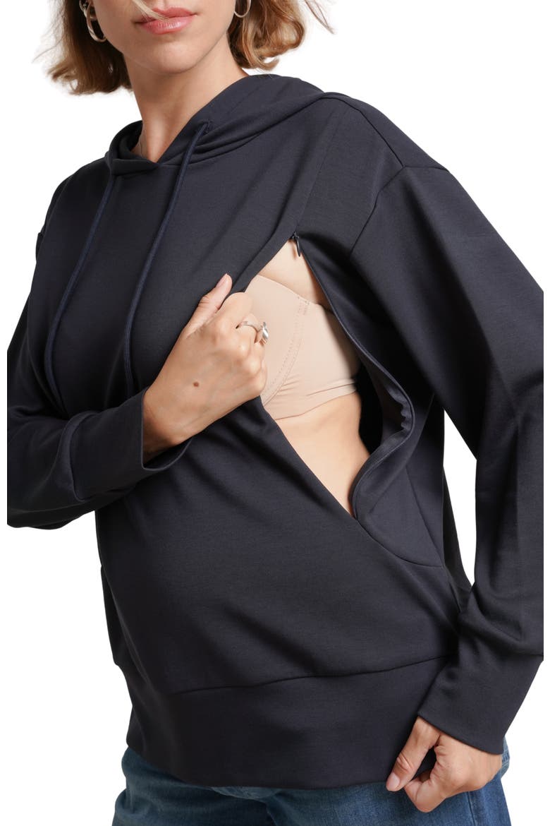 Serena Maternity & Nursing Hoodie, Alternate, color, Navy