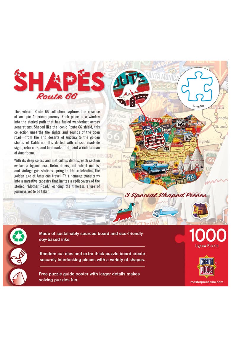 Route 66 1000 Piece Shaped Puzzle, Alternate, color, Multicolor