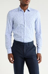 BOSS Kenno Floral Cotton Dress Shirt