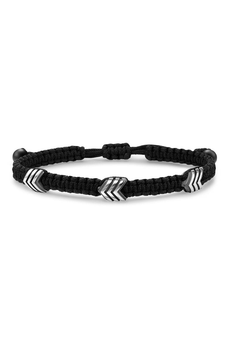 Men's Chevron Woven Station Bracelet, Main, color, BLACK/ SILVER