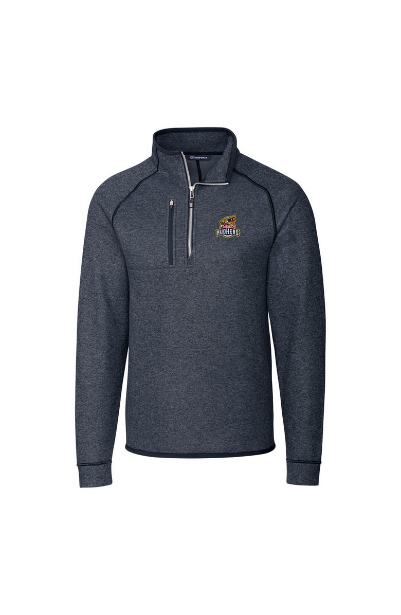 Cutter & Buck Men's Cutter & Buck Heather Navy Toledo Mud Hens Big & Tall Mainsail Sweater-Knit Half-Zip Pullover Jacket, Alternate, color, 