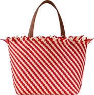 NAGHEDI Medium Havana Stripe Woven Tote