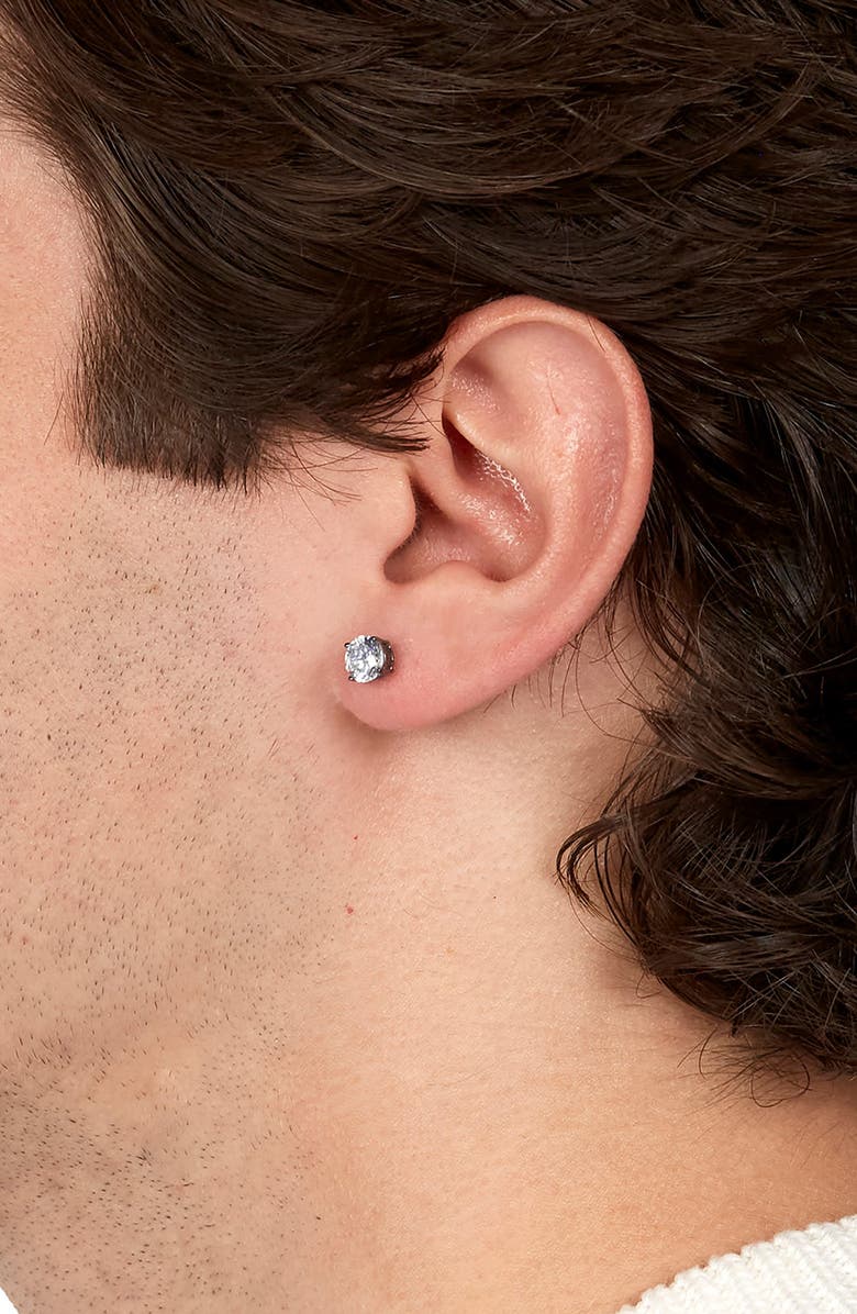 Brook and York Men's Hoops & Cubic Zirconia Stud Earrings Set, Alternate, color, Silver