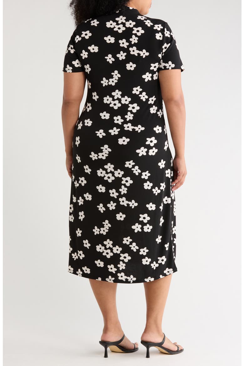 Mock Neck Midi Dress, Alternate, color, BLK DAISY