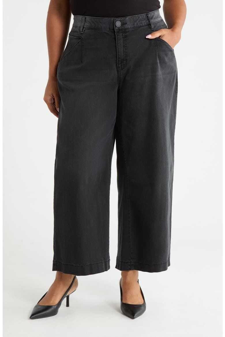 Wyatt Skyrise V-Pocket Ankle Wide Leg Jeans, Main, color, WASHED BLACK