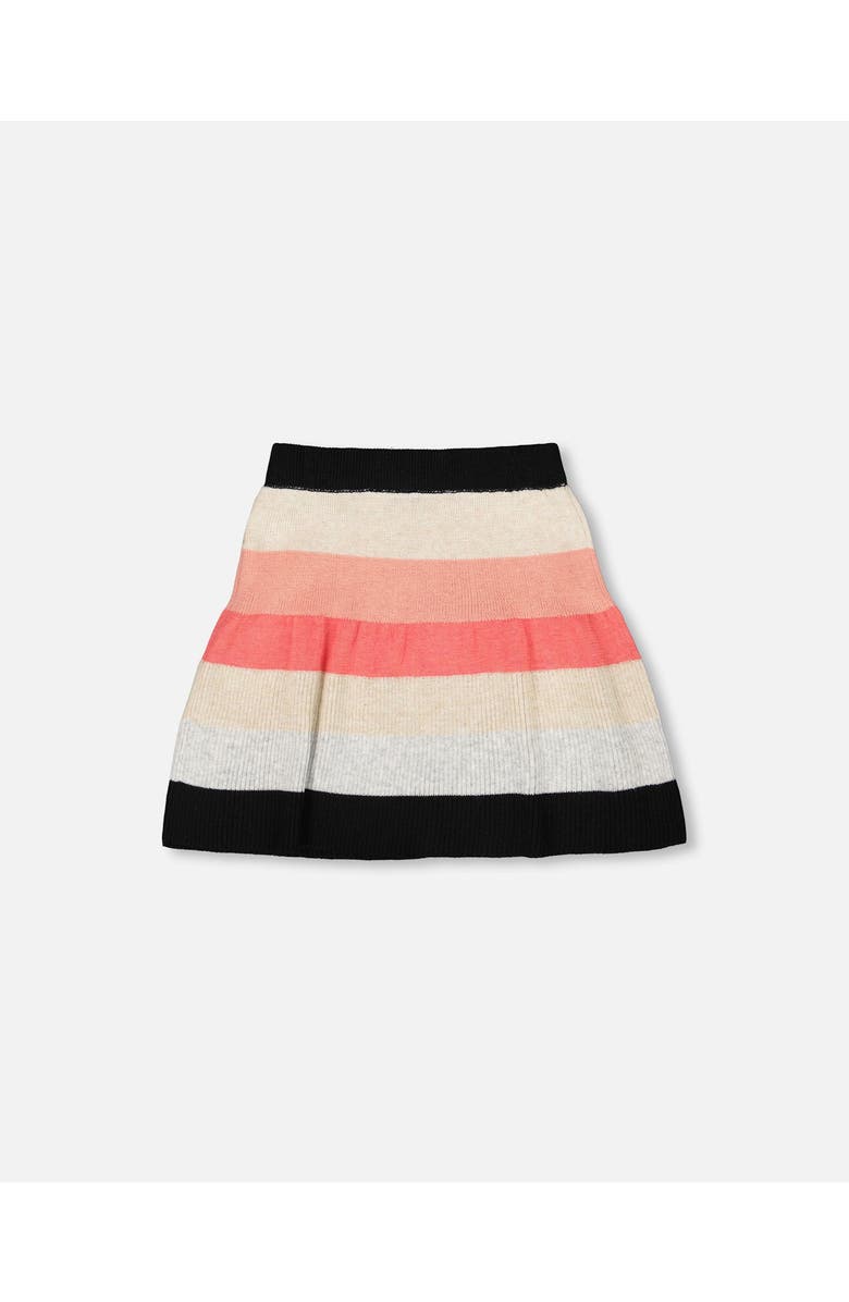 Deux par Deux Striped Knit Skirt, Alternate, color, Beige, Black And Pink