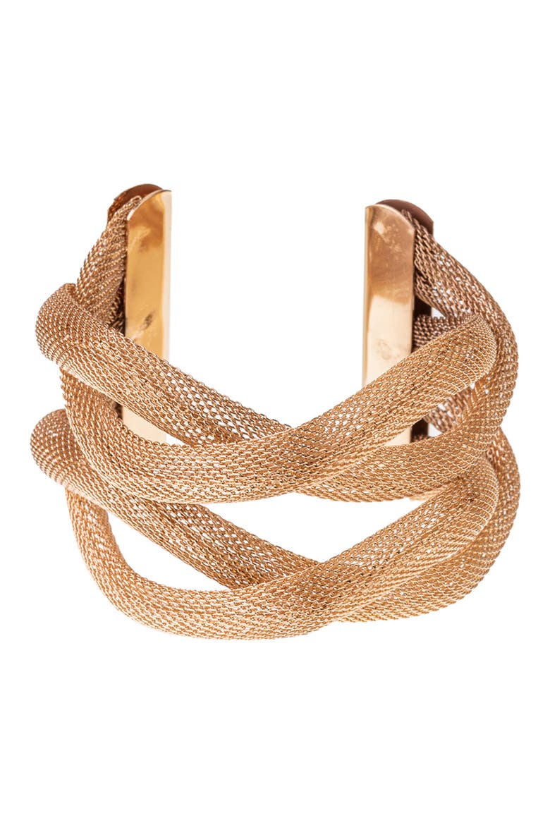 Claudia Mesh Cuff Bracelet, Main, color, GOLD