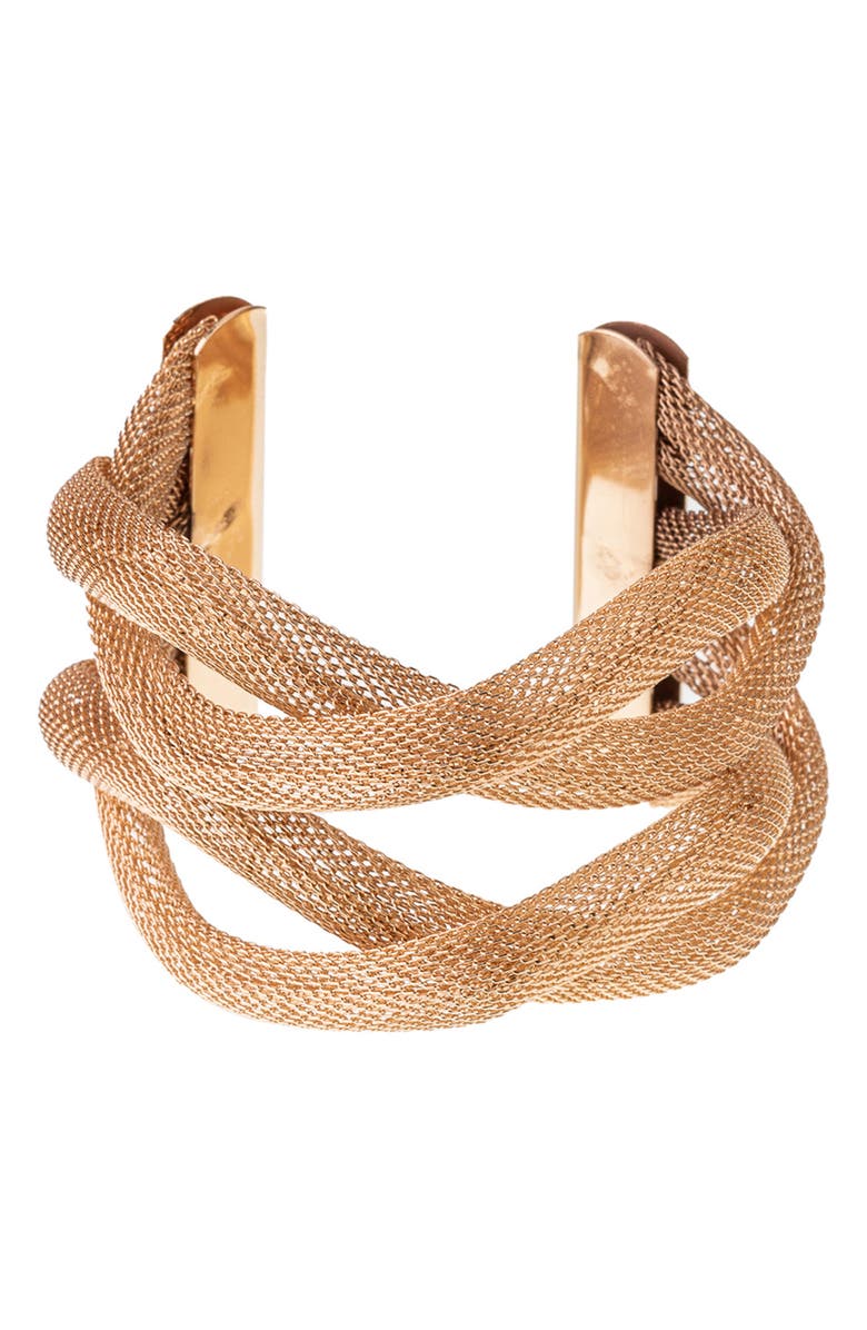 EYE CANDY LOS ANGELES Claudia Mesh Cuff Bracelet, Main, color, Gold