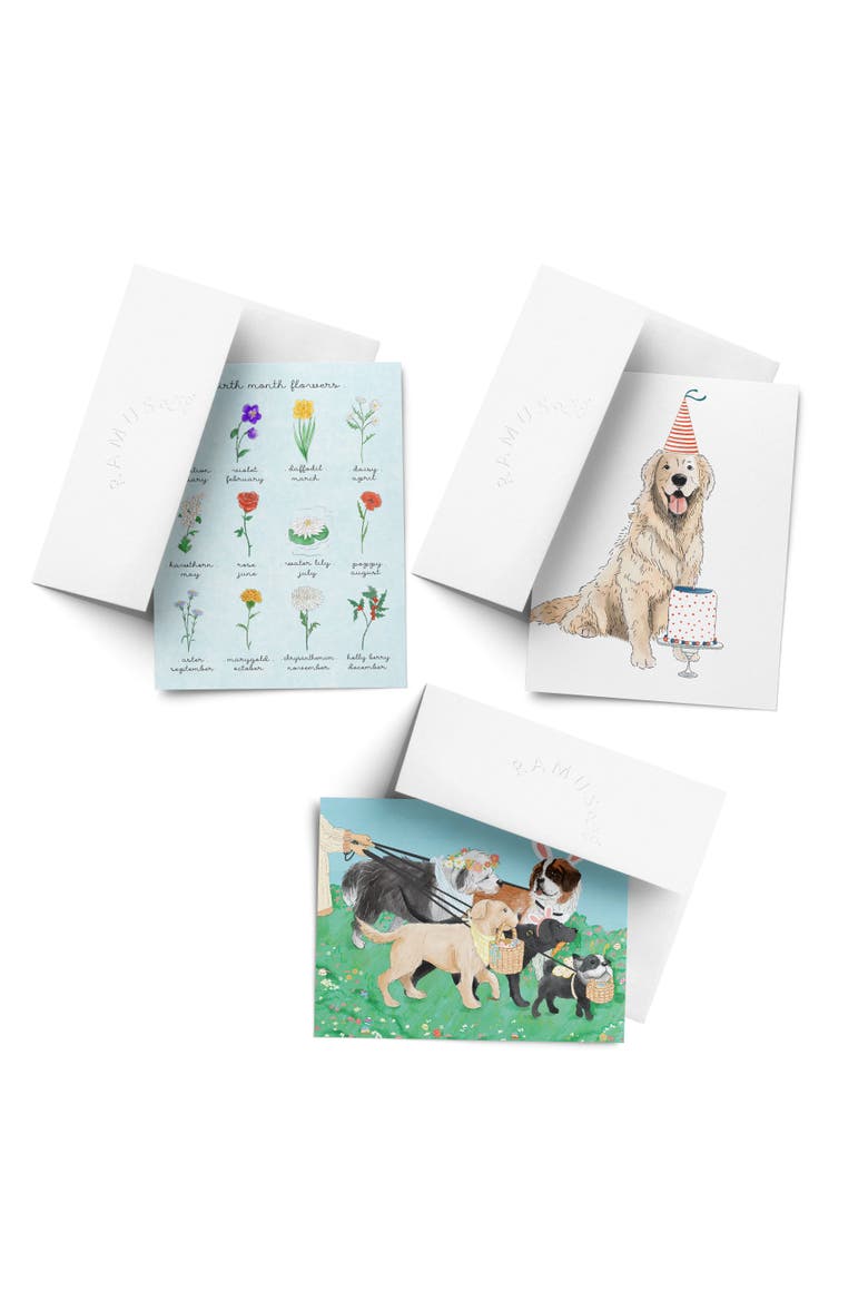 Easter Assorted Greeting Card Pack (3ct) "Easter Dogs, Golden Party, Birth Month Flowers", Main, color, Multi-Pack
