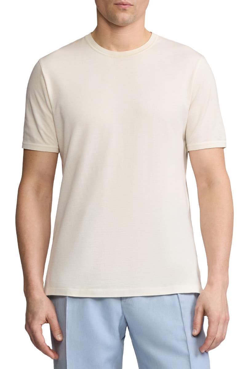 Ralph Lauren Purple Label Merino Wool Piqué Crewneck T-Shirt, Main, color, Classic Cream