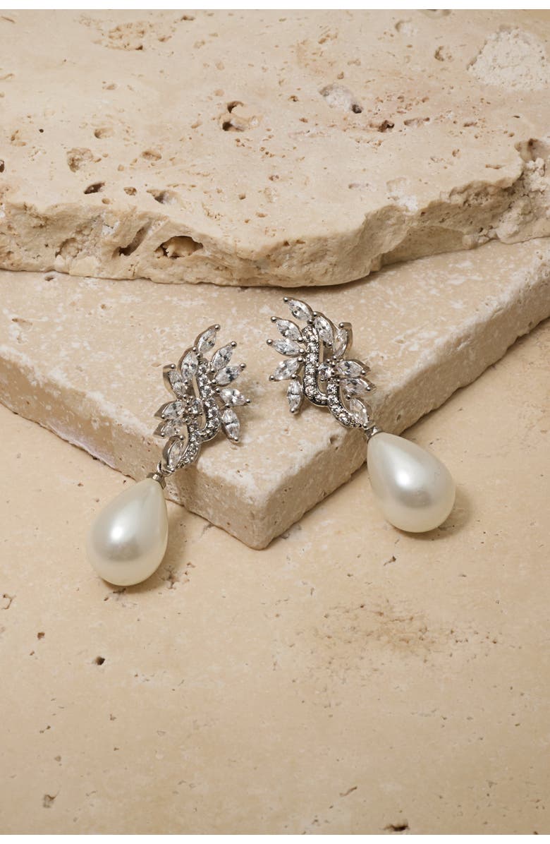 Untamed Petals Regency Crystal Drop Earrings, Alternate, color, Silver