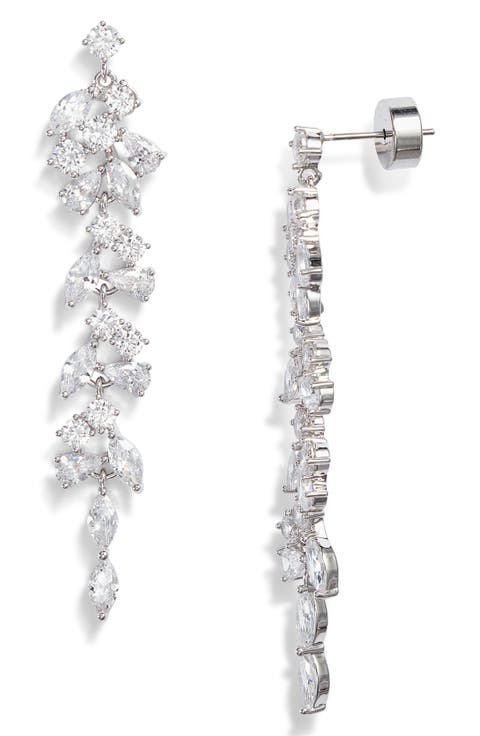 Scattered Cubic Zirconia Linear Drop Earrings