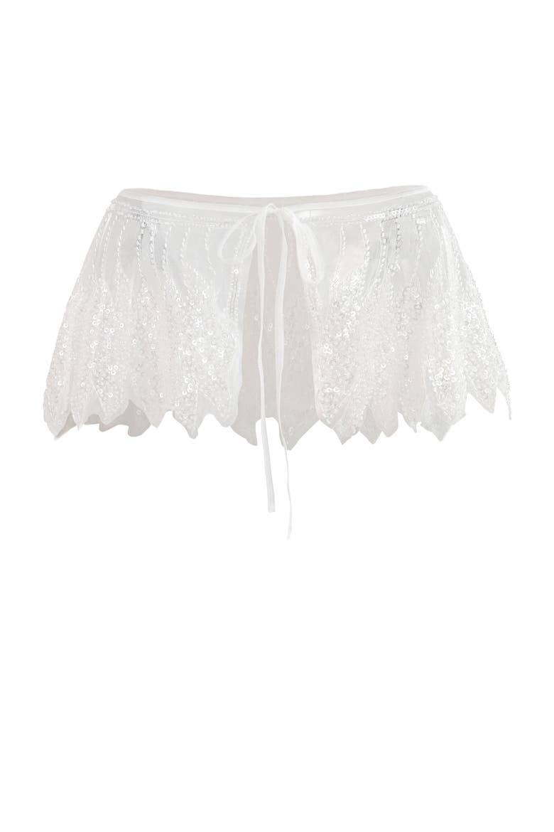Sequin Tie-Front Stole, Main, color, White
